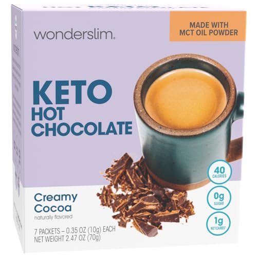 WonderSlim Wonderslim Keto Hot Chocolate Mix, MCT Oil, Low Carb, Gluten Free (7ct), 0.35 Ounce (Pack...
