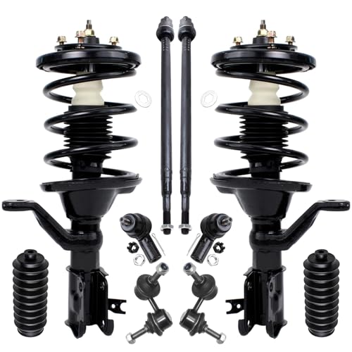 Image of Detroit Axle - Front Struts Inner Outer Tie Rods Sway Bar Links Boots Replacement for 2003 2004 2005 Honda Civic - 10pc Set