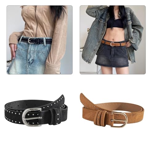 Women's Jeans Belt Adjustable Waistband Fashion Accessory Sueded Rivet Belt For Stylish Outfits4