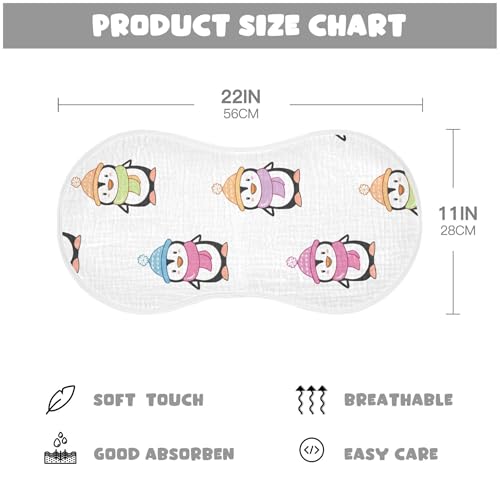 Burbuja Penguins Muslin Baby Burp Cloths, Soft & Absorbent Cotton Burping Rags for Newborn Boys & Girls, 4 Pack2