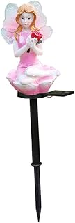 Toyvian luz de enchufe de tierra solar exterior pequeño participación ligero condujo luz de decoración al aire luz llevada solar Resina del cuerpo de la lámpara rosa