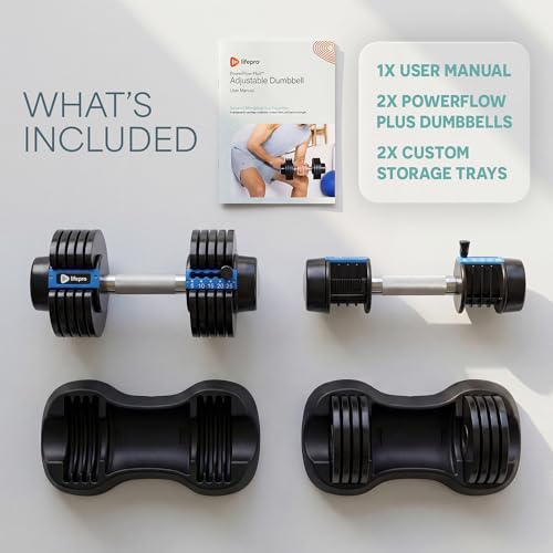LifePro Powerflow Plus Adjustable Dumbbell Set of 2 with Rack – 5 to 25 lb Pair, Quick-Adjust Dial, Anti-Slip Grip, Space-Saving Hand Weights for Men & Women for Home Gym Strength Training by LifePro - Image 8