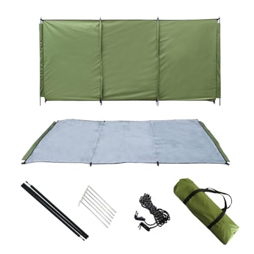 Tidevib 520 x 140 cm, cortavientos para camping, playa, picnics y uso al aire libre, parabrisas de tela Oxford 210D con accesorios, color verde