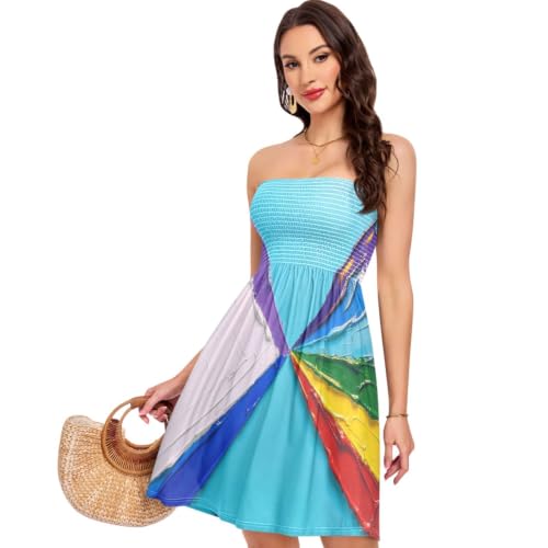 Robe d'été douce et sans manches avec motif drapeau de la paix pour femme