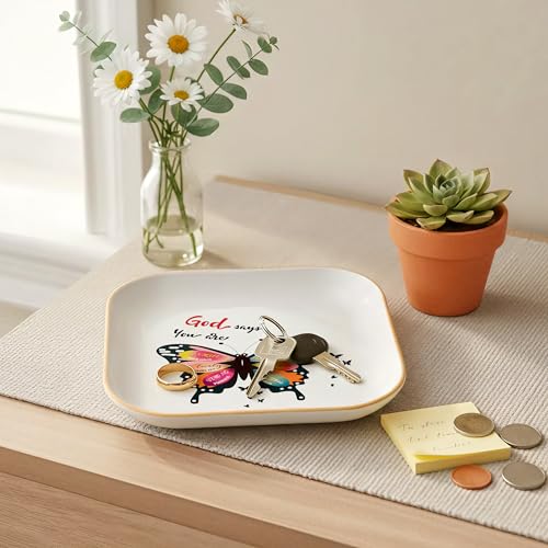 Birthday Gifts for Women Butterfly Jewelry Dish Scripture Christian Gifts — view 5