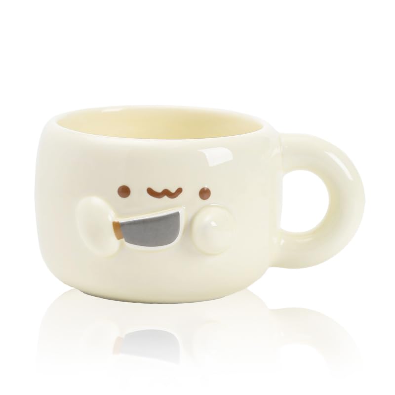 Creative Kawaii Anime Ceramic Coffee Mugs,10 oz Hand-Made Tea Cups, Cute Gifts for Women Men Kids (Knife)