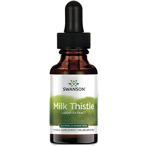 Swanson, Milk Thistle Liquid Extract (Extracto de Cardo Mariano), 2000mg, 30ml, Gotas veganas, Vegetariano, Testado en Laboratorio, Sin Soja, Sin Gluten, No GMO