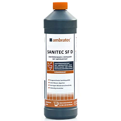 Preisvergleich Produktbild Ambratec Sanitec SFD Konzentrat, Sanitärreiniger, Entkalker, Abperleffekt, Kalkschleier, Fliesenreiniger, Armaturen,Waschbecken, Badewannen
