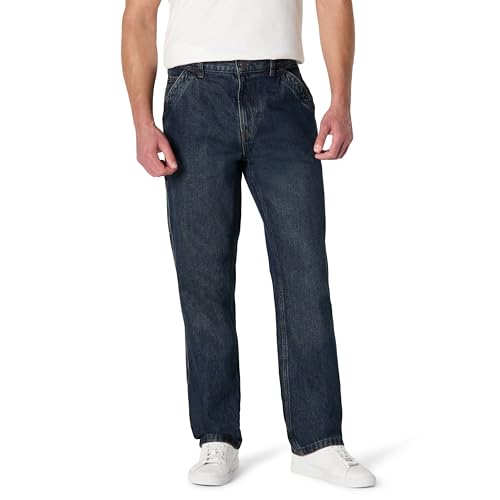 Amazon Essentials Herren Unelastische Relaxed Fit-Zimmermann-Jeans, Arbeitskleidung, Dunkel Getönt, 30W / 32L