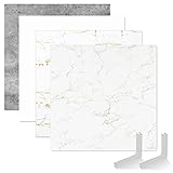 Youngerfoto 2pcs Photo Backdrop Boards Kit, 23.6x23.6in Double Sided Food Photography Backdrops Waterproof Tabletop Flat Lay Backgrounds for Small Product Jewelry Cosmetics Props - 3 Texture and White