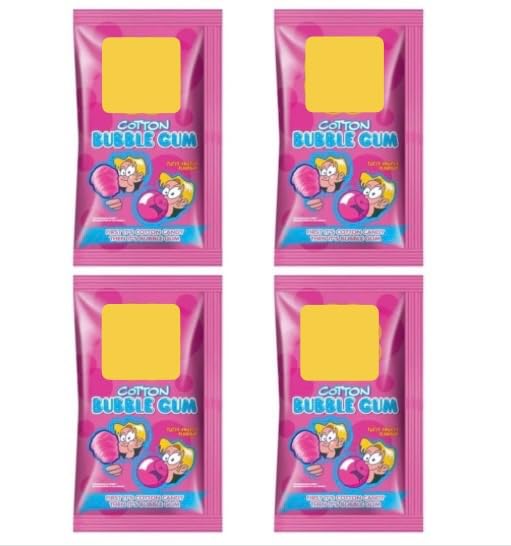 Cotton Candy Bubble Gum Tutti Frutti Flavour - Pack of 4 x 12g Multipack