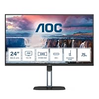 AOC 24V5C - 24 Zoll FHD Monitor, Lautsprecher, höhenverstellbar (1920x1080, 75 Hz, HDMI, DisplayPort, USB-C, USB Hub) schwarz