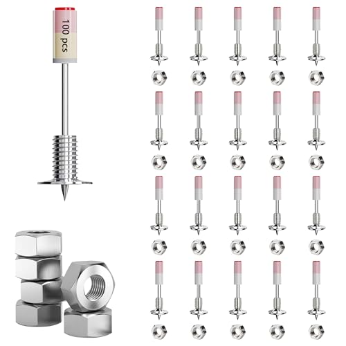 Clavos para pistola de clavos con tuercas: 100 clavos redondos de 7,3 mm para mini pistola de clavos de aire comprimido para techos, paredes, paredes de acero (plata, 100 unidades)