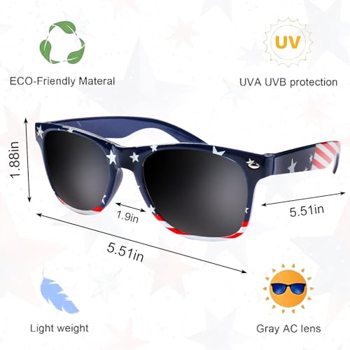 3 Pcs Classic Rectangular Patriotic Sunglasses - Red, White, Blue USA Flag Sunglasses for Men Women - Independence Day, Memorial Day, Birthday Accessories2