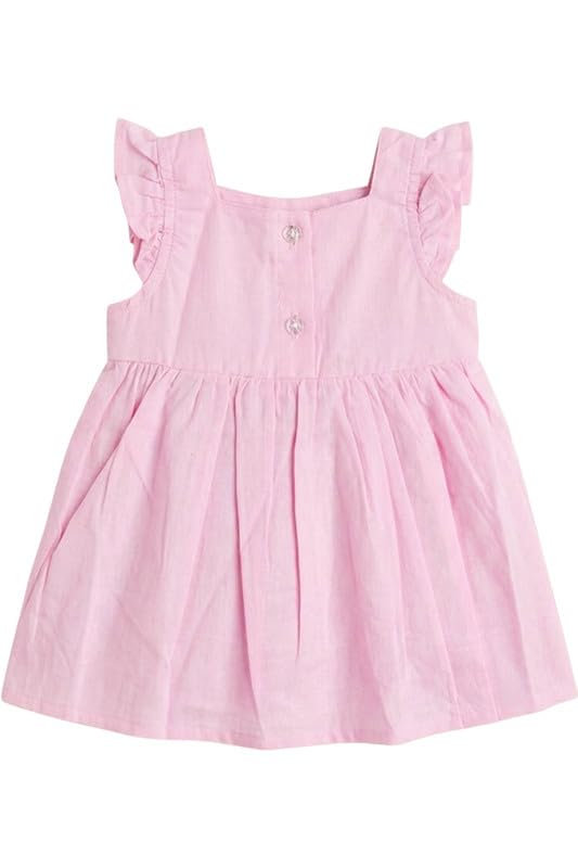 Newborn Baby Girl Cotton Frock 0-6 Months Frill Sleeve Baby Girl Round Neck Cotton Frock for Baby Girl New Born Baby-image-18
