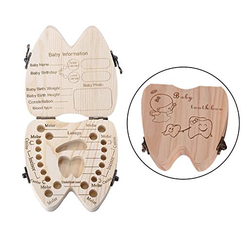 Caja de madera de hoja caduca, caja de madera de almacenamiento de los dientes del bebé del recuerdo del bebé, caja de regalo de madera del diente, memoria de la infancia, regalo del bebé / niño