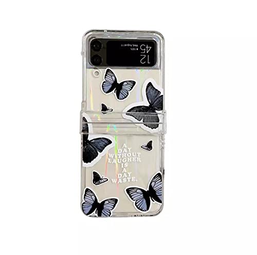 Housse Samsung Z Flip3 rigide haut de gamme avec charms papillon et bague de support