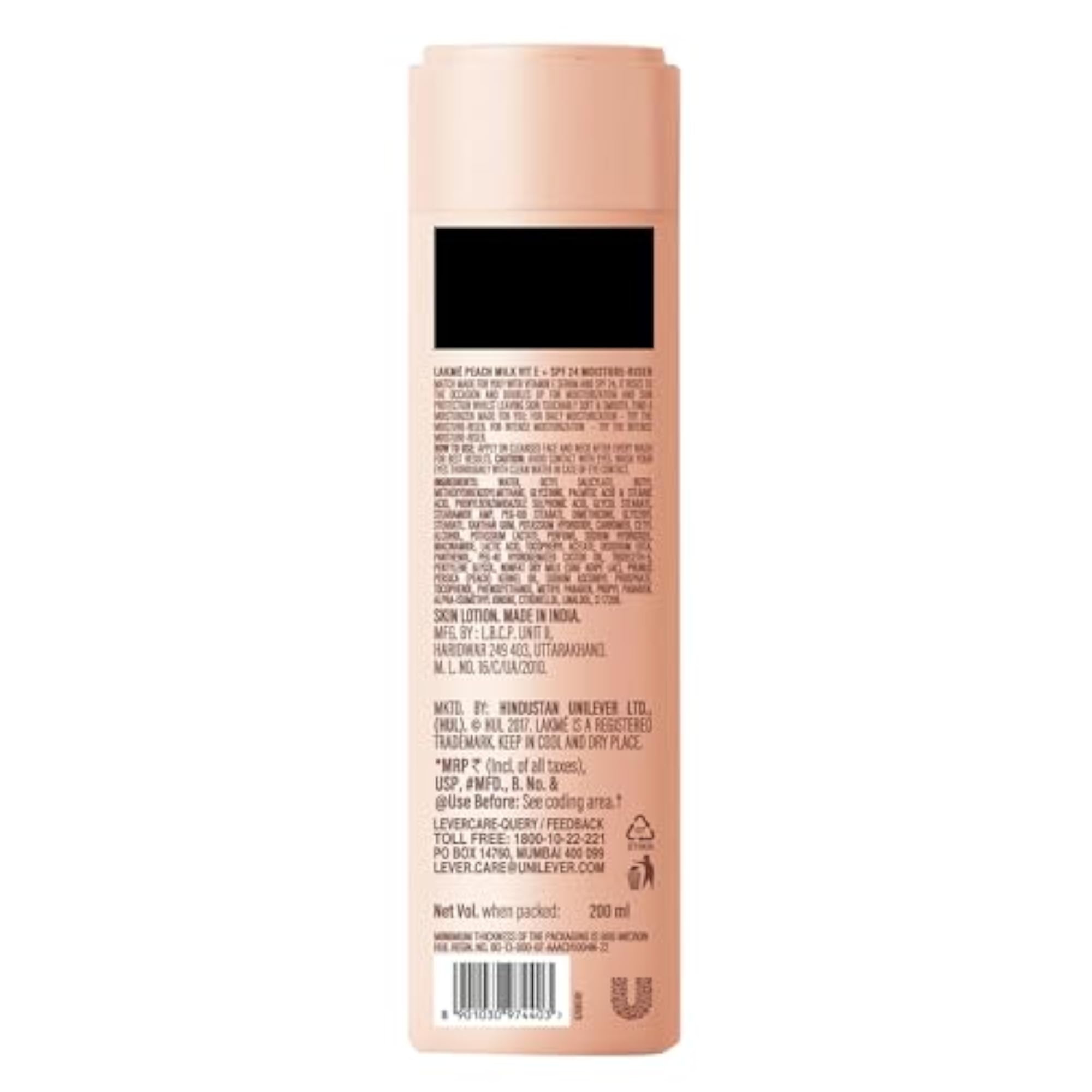 Peach Milk Moisturizer SPF 24 PA++, 200ml Lotion Pack of 2
