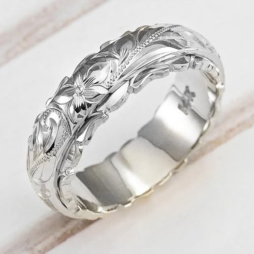 White Gold Plated Suspended Carved Rose Engagement Rings Wedding Bridal Band Promise Rings Evening Parties Anniversary Valentine's Day Gifts Eternity Bands for Women