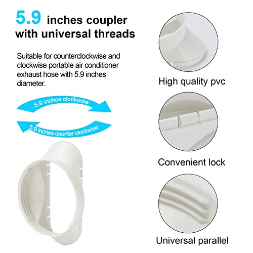 Neaglory Portable Air Conditioner Window Kit, Adjustable Vertical/Horizontal Sliding Plate For Ac Unit, Suitable For 5.9” Ac Exhaust Hose Including 3 Panels, A Coupler And Sealing Strips #TOP3