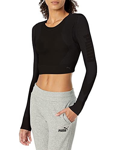 PUMA Women's Train Seamless Fitted Long Sleeve, Black, Large