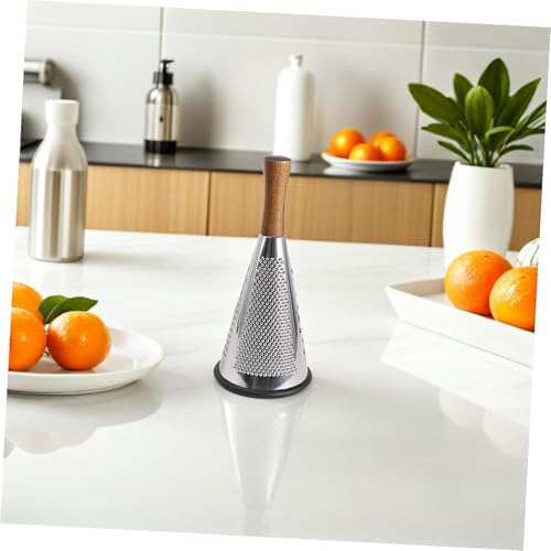 Rallador de queso cónico de acero inoxidable con mango de madera miniatura 5