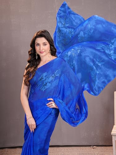 Image of Garden Vareli Floral Print Chiffon Saree