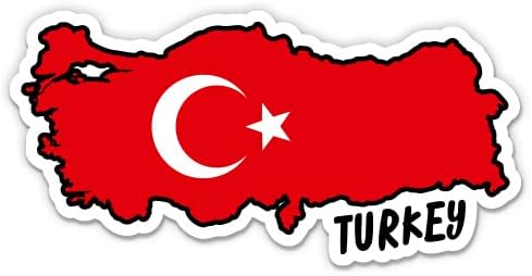 Turkey Map with Flag - Vinyl Sticker - Large Size - 12