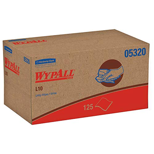WypAll L10 Utility Wipes, 9 x 10-1/2, Pop-Up Box, White, 125/Box, 18 Boxes/Carton