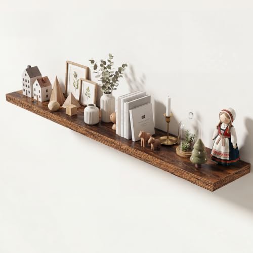 Image of Dreamland 72 Inches Floating Shelves for Wall,9.3 inch Deep Long Floating Shelves Set of 1,Large Display & Storage Shelf,Wall Shelf for Bathroom Bedroom Living Room Kitchen Office,Rustic Brown