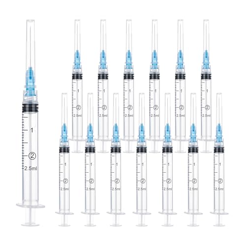 2.5ml/cc 23 Gauge 1 inch Syringes for Scientific Labs, Industrial Adhesives, Refilling Inks, Individually Package,100 Pack