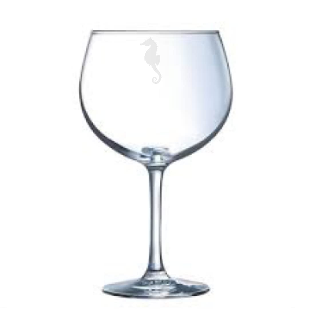 Seahorse Engraved Balloon Gin Glass, Seahorse Gift, Gift for Women, Gift for Men