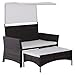 Produktbild Outsunny 2-TLG. Gartensofa Gartenmöbel Lounge Gartenset Sitzgruppe Rattanmöbel Braun Polyrattan + Metall 2er-Sofa 1 x Hocker mit Sonnendach