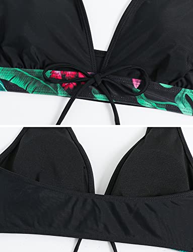 Women's Two Piece Halter Swimsuit V Neck Push Up Bikini Set Swimwear with Boyshorts Swimwear for Swimming Pool4