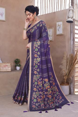 Image of MIRCHI FASHION Saree for Woman Cotton Blend Geometric Printed | Polished Professional Office Wear and Regular Daily Sari with Blouse Piece