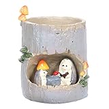Fdit Sukkulenten-Blumentopf, Cartoon-Baumstumpf-Pflanzgefäß mit Drainageloch für Garten, Schreibtisch, Ornament, Büro, Heimdekoration (Grey)