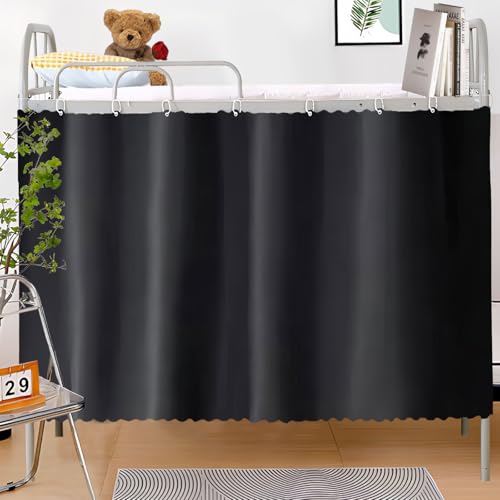 zhidiloveyou Blackout Bottom Bunk Bed Curtains Thickened Privacy Dorm Loft Canopy Bed Curtain, 1 Panel Black