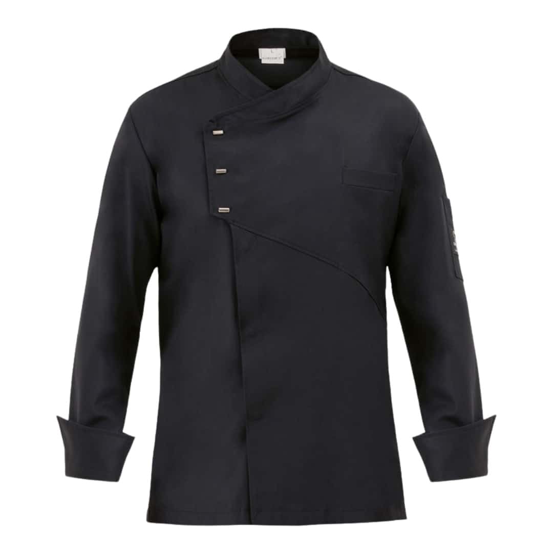 GIBLOR'S Art. 20P08G958 Chaqueta de cocinero Emanuel con botones a presión color azul, alta calidad, novedad 2020, Negro , L