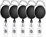 Elegante Oval Shape Retractable Yo-Yo Clip for ID Card Holder Pack of 5 pcs. (Navy Blue)