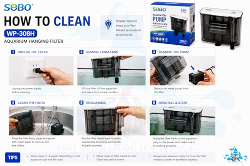Image of Sobo WP-308H Slim Hang-On Filter | 5.8W, 580L /H | AC 220-240V | For 1Ft-1.5Ft Aquarium | ABS Builda | Adjustable Flow | Max Flow: 580l /h | Height 19 Cm