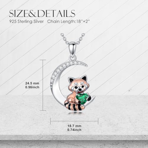 Image of PROESS Animal Birthstone Necklace 925 Sterling Silver Otter /Axolotl /Hippo /Elephant /Dachshund /Monkey /Red Panda Pendant Necklace Animal Birthstone Jewelry Gifts for Women