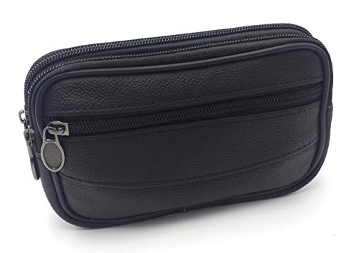 FJR-ArtPiel - Bolso de mano para hombre con ranura para cinturón hecho en Piel - Alta Calidad - Negro