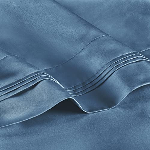 100% Premium Long-Staple Combed Cotton 650 Thread Count, Standard 2-Piece Pillowcase Set, Single Ply, Solid, Medium Blue - Image 4