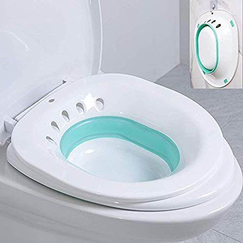 U HOME Sitz Bath for Over The Toilet Postpartum Care Hemorrhoid Treatment That Soothes and Relieves Inflammation Cleanse Vagina or Anal Region Best with Soothics Sitz Bath Soak (GREEN & WHITE)