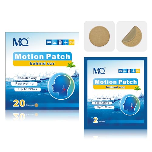 MQ 20ct Motion Sickness Patches, Medium Color, Sea Sickness Patches Non Drowsy & Waterproof, Cruise Ship Travel Essentials, Fast Acting & Long Lasting 72H