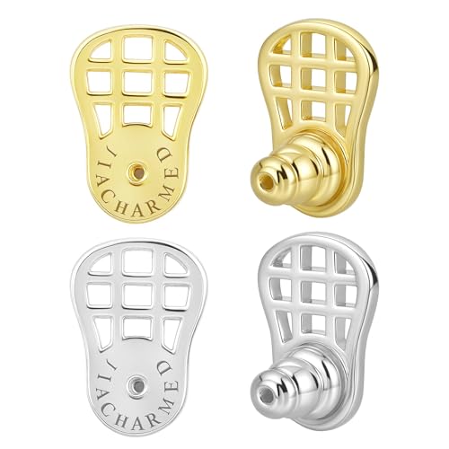 JIACHARMED Earring Backs, 4PCS Durable Mesh-Shape Earring Backs Replacements for Droopy Ears Locking Earring Lifter Backs for Heavy Earrings Large Earring Support Backings for Studs, Mixed Color