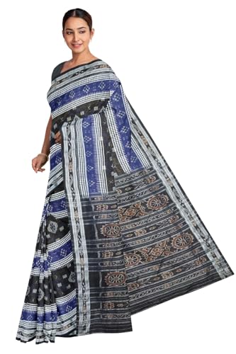 Image of COTTONSILK & KHANDUAPATA Odisha Sambalpuri Handloom Ikat Women Cotton Saree, Odisha Handloom Handmade Pure Cotton Khandua Saree, Ikkat Orissa Traditional Handloom Saree Without Blouse 12