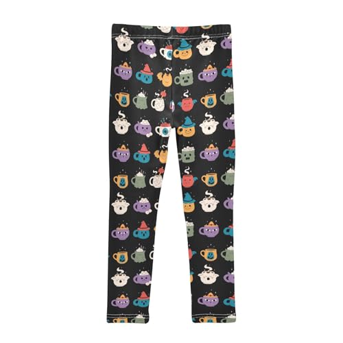 Cute Halloween Mugs Girls Leggings,Workout Leggings for Girls Toddler Athletic Leggings Size for 3-10T2