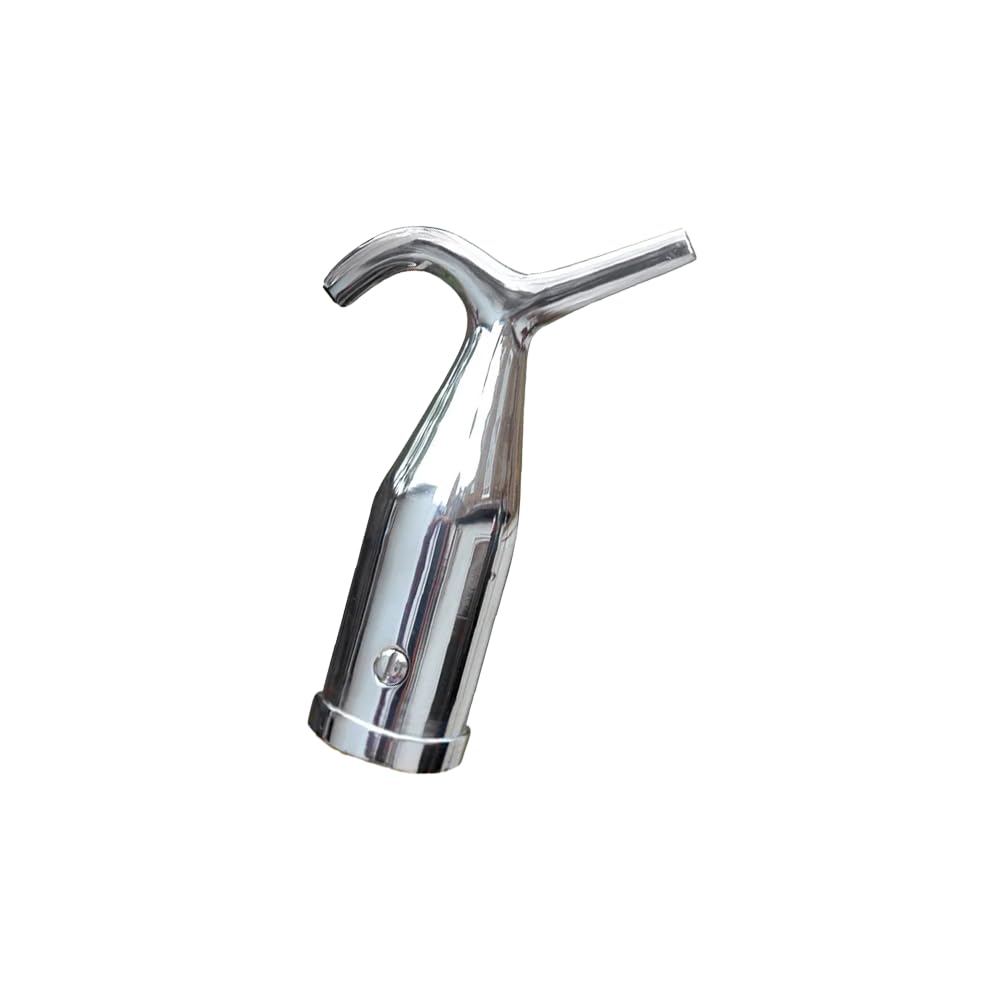 Window Pole Hook (Head Only), Compatible with Telescopic Pole, Suitable for Loft Hatches, Blinds, Attic Ladders, Velux, Chrome (Chrome)