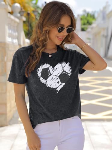 Women's Soccer Heart Shirt - Mom & Ball Lovers' Tee - Football Short Sleeve Top3